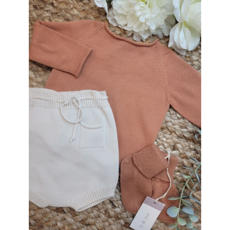 CONJUNTO JERSEY/CHAQUETA BASICA CLAY CON CULETIN BOLISLLO CREAM crema