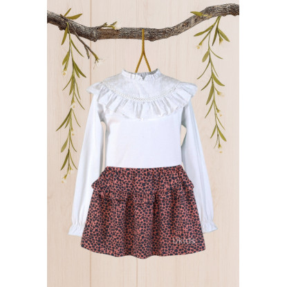 Conjunto Camiseta-Falda Niña Blanco/Rosa N