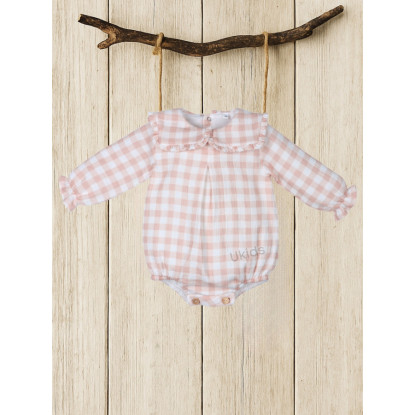 Ranita Cuello  Cuadrado Vichy Rosa Empolvado