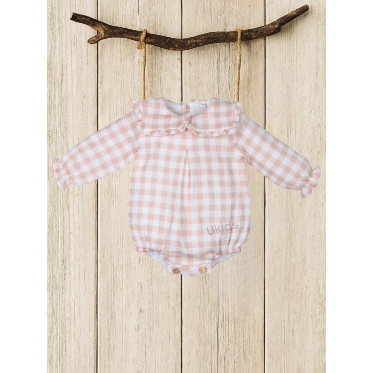 Ranita Cuello  Cuadrado Vichy Rosa Empolvado