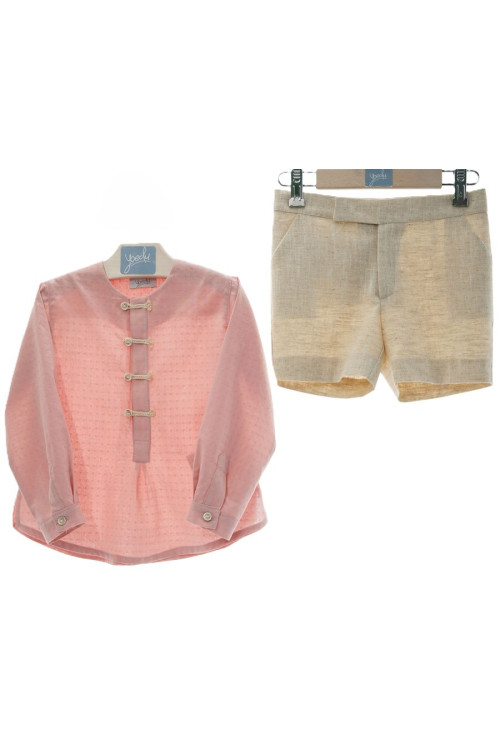 TRAJE INFANTIL NIÑO PANTALON BERMUDA 'Familia FANTASÍA' rosa empolvado