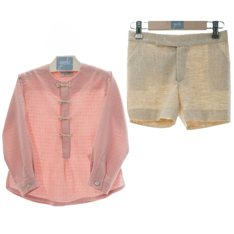 TRAJE INFANTIL NIÑO PANTALON BERMUDA 'Familia FANTASÍA' rosa empolvado