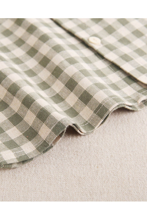 Conjunto Camisa Niño Cuadros Vichy Verde Y Beige. Pantalón Camel Chino Verde