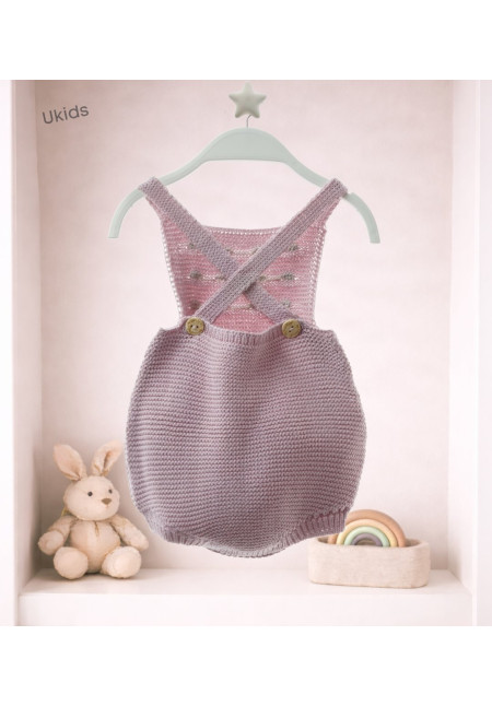 Ranita Punto Bebe Con Capota Art.8407C 'Garbanzos' Rosa Empolvado