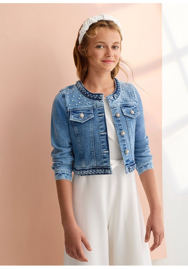 Cazadora Denim Perlas Bleached