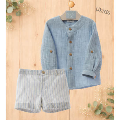 Conjunto Bebe Manga Larga Art.0359 'Familia Decoración' Celeste Empolvado