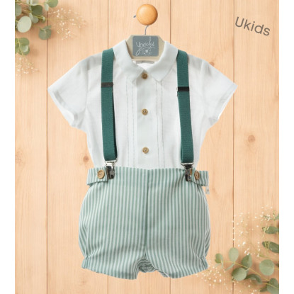 Conjunto Bebe Con Tirantes Art.0257 'Familia Artesanía' Verde Hoja