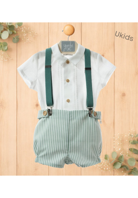 Conjunto Bebe Con Tirantes Art.0257 'Familia Artesanía' Verde Hoja
