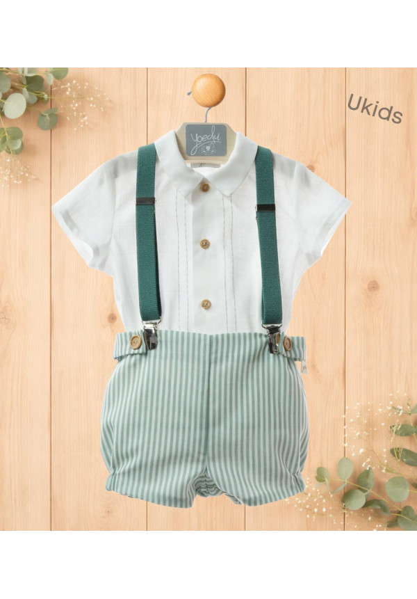 Conjunto Bebe Con Tirantes Art.0257 'Familia Artesanía' Verde Hoja