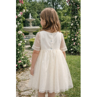 Vestido Tul Plumeti Básico sin fajín color blanco