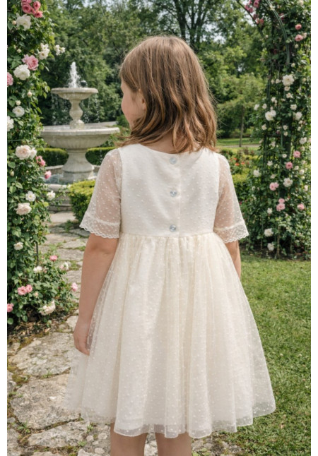 Vestido Tul Plumeti Básico sin fajín color blanco