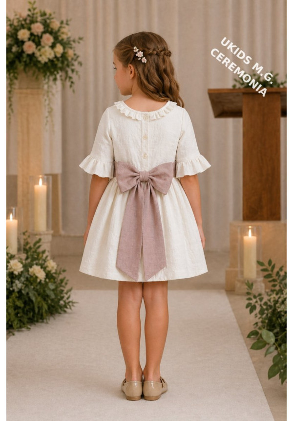VESTIDO BÁMBULA / LINO MANGA FRANCESA color malva