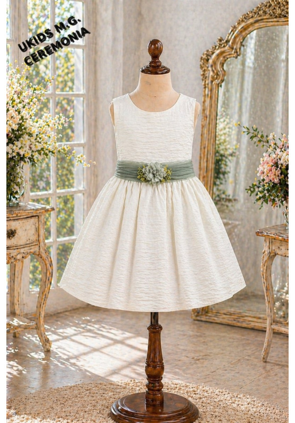 Vestido Bambula sin mangas Lazo Tul verde