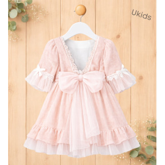 Vestido Niña Ceremonia. Color Salmón