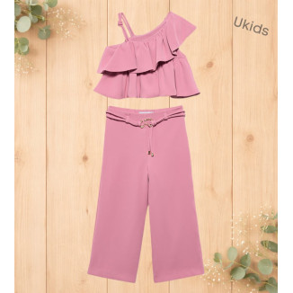 Conj. Pantalon Largo Crepe Orquidea