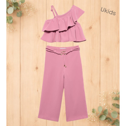 Conj. Pantalon Largo Crepe Orquidea