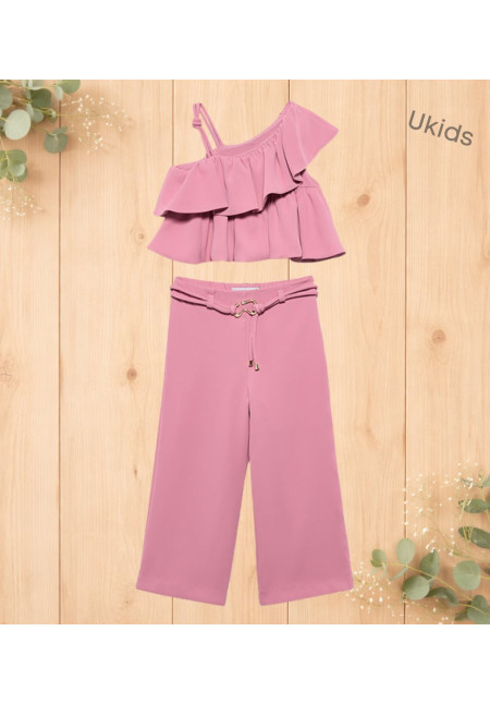 Conj. Pantalon Largo Crepe Orquidea