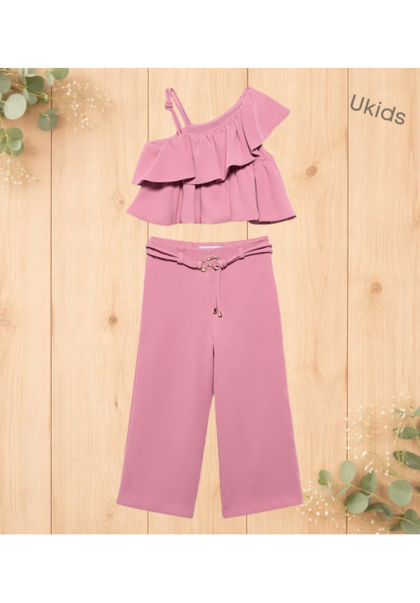 Conj. Pantalon Largo Crepe Orquidea