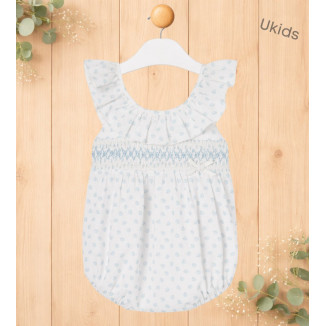 Pelele Tela C/Nido De Abeja Niña 'Eden V26' Azul Brisa