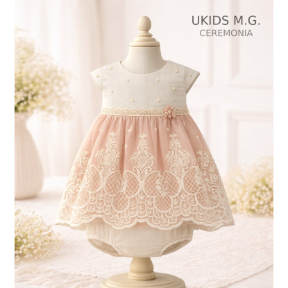 Jesusito Tul  Bordado Con Braga Salmón