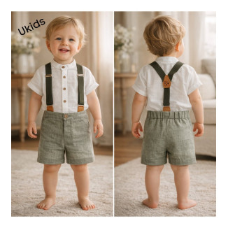 Conjunto Bebe Con Tirantes Art.0258 'Familia Samurai' Verde Hoja