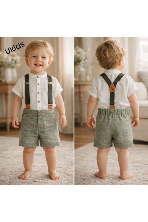 Conjunto Bebe Con Tirantes Art.0258 'Familia Samurai' Verde Hoja