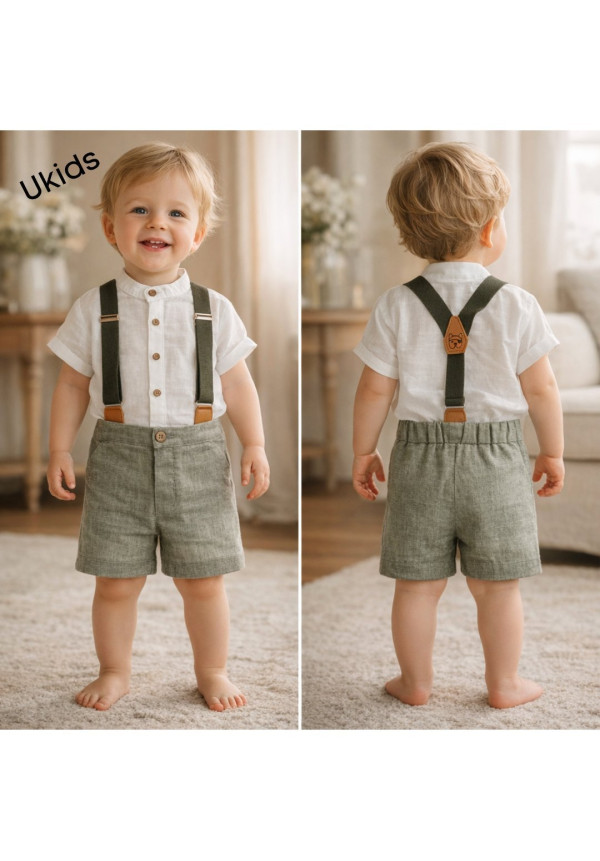 Conjunto Bebe Con Tirantes Art.0258 'Familia Samurai' Verde Hoja