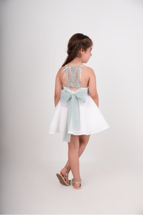 Vestido Niña Ceremonia. Color Verde Agua