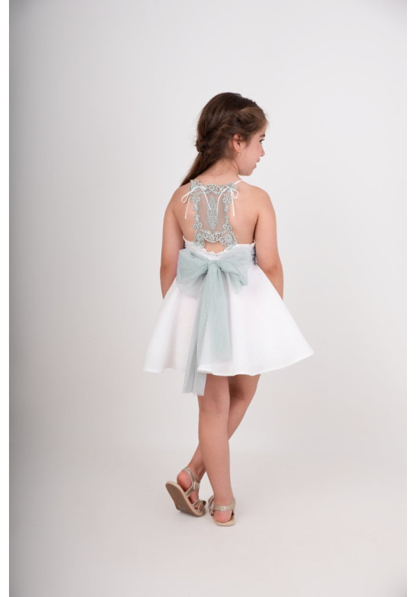 Vestido Niña Ceremonia. Color Verde Agua