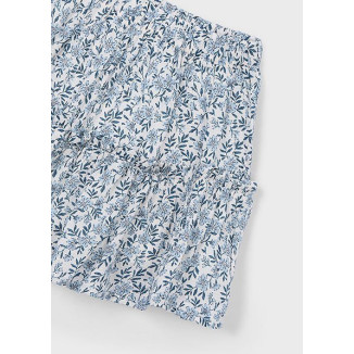 Falda Dobby Estampada Celeste