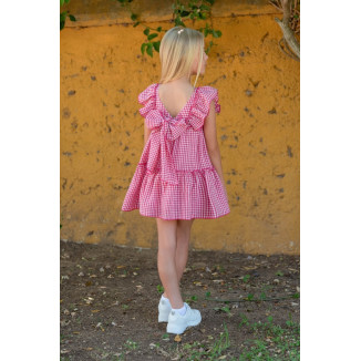 Vestido en cuadro vichi. Color fucsia