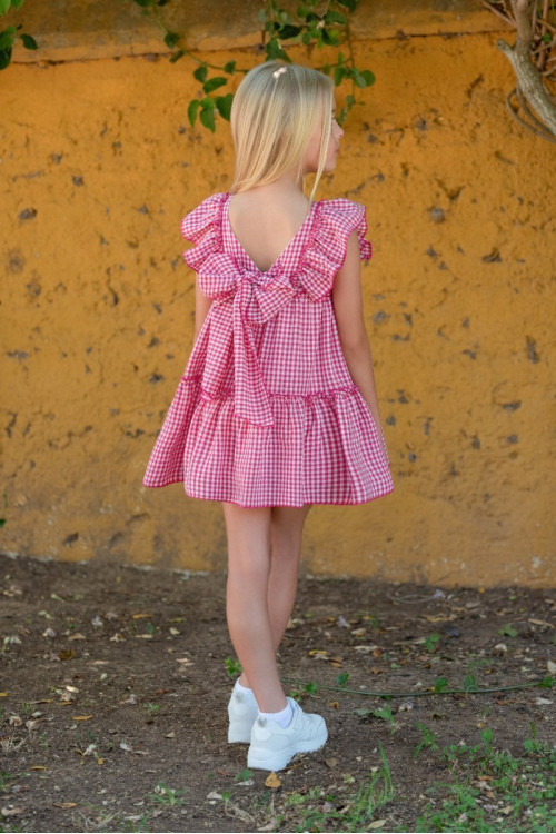 Vestido en cuadro vichi. Color fucsia  W