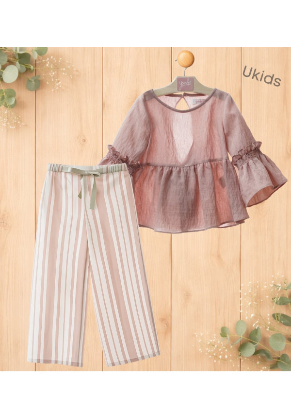 Conjunto Infantil Niña Art.1251 'Familia Porcelana' Rosa Empolvado