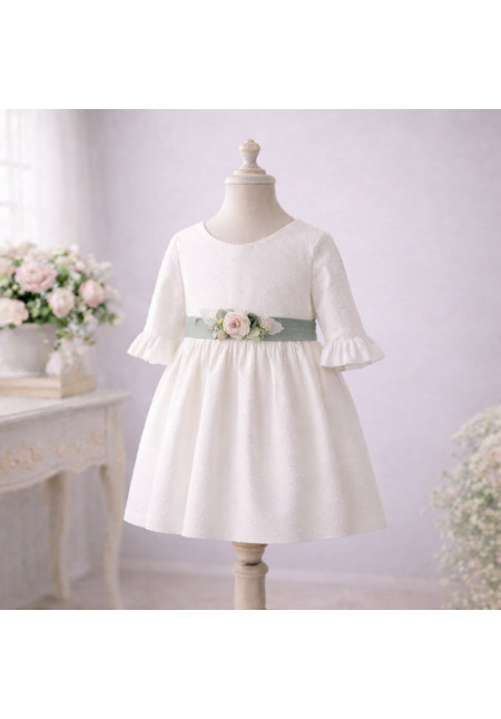 VESTIDO CEREMONIA PLUMETI ALG. LAZO VERDE