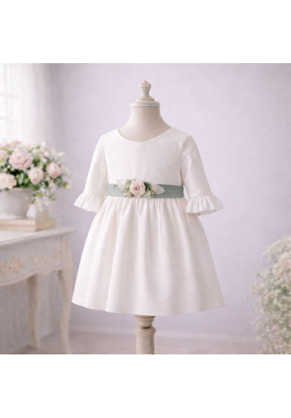 VESTIDO CEREMONIA PLUMETI ALG. LAZO VERDE