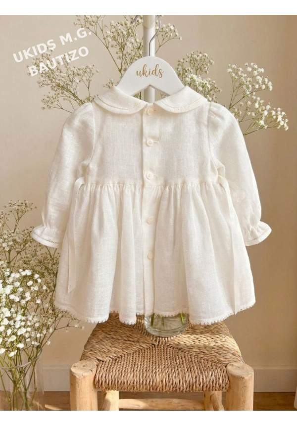 Vestido Lorzas Hilo Manga Francesa con Capota