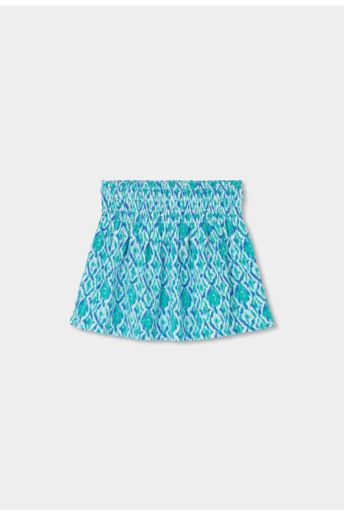 Conjunto Camiseta Punto Manga Corta Y Falda Bambula Niña Blanco