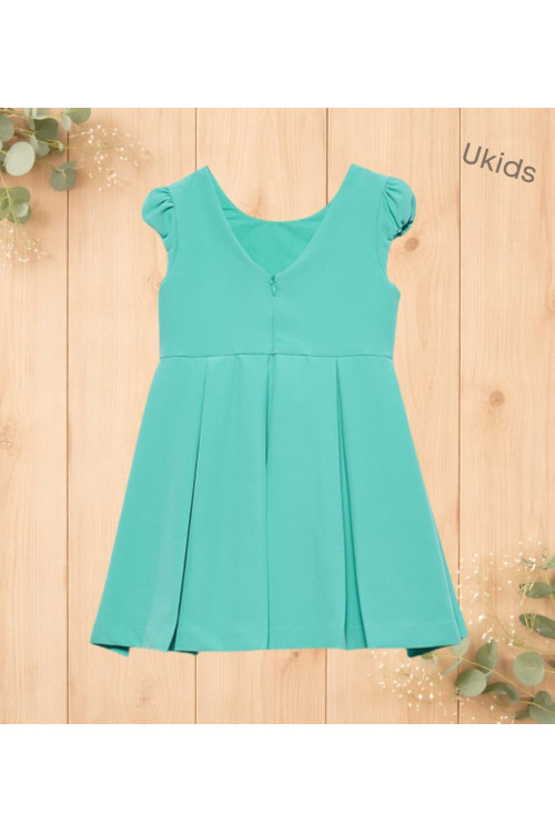 Vestido Crepe Detalle Flores Agua