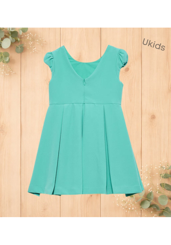 Vestido Crepe Detalle Flores Agua