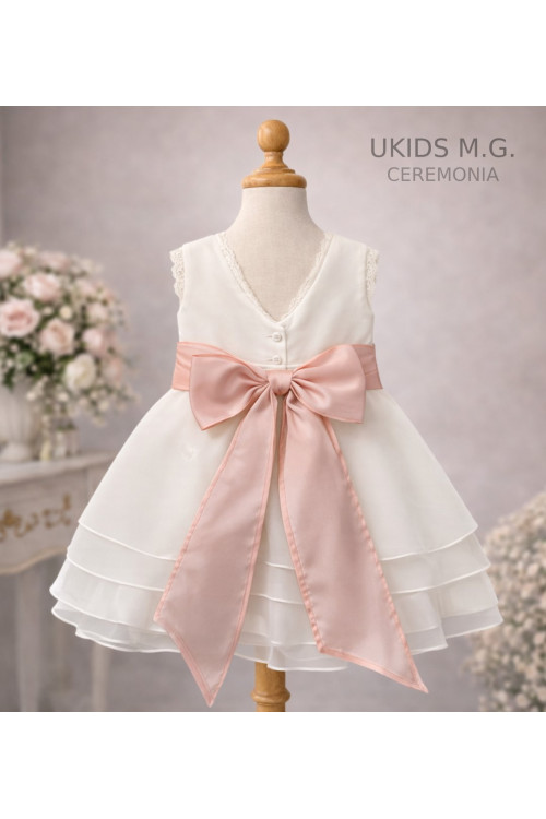 Vestido ceremonia Organza Gardenia color blanco