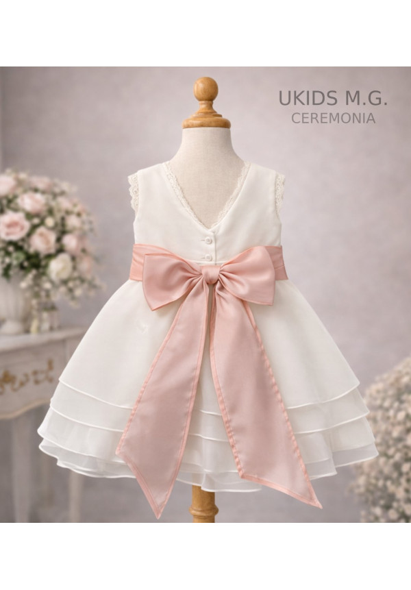 Vestido ceremonia Organza Gardenia color blanco