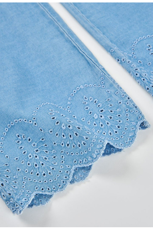 Conjunto Top Denim Bordado Y Pantalón Denim Niña Azul