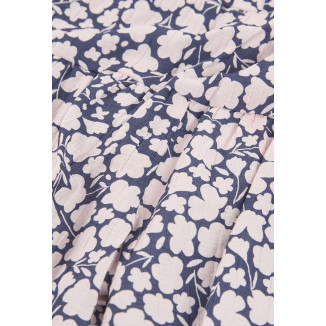 Conjunto Blusa Viscosa Y Falda-Pantalón Viscosa Flores Niña Azul Y Rosa