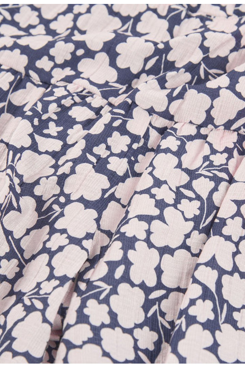 Conjunto Blusa Viscosa Y Falda-Pantalón Viscosa Flores Niña Azul Y Rosa