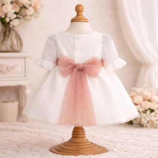 VESTIDO FALDA BÁMBULA Y TUL  color rosa