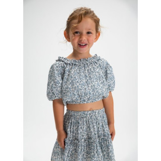 Top Dobby Estampado Celeste