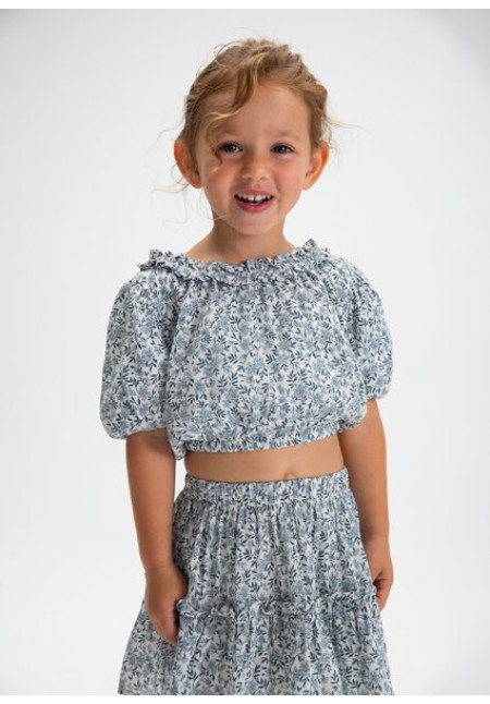 Top Dobby Estampado Celeste