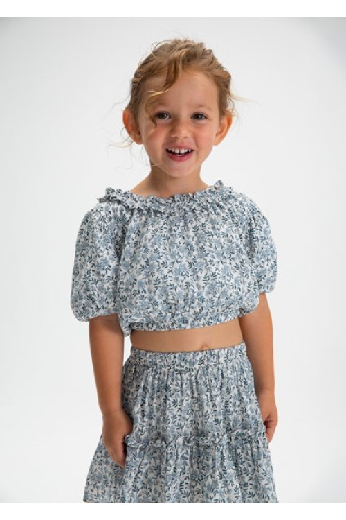 Top Dobby Estampado Celeste