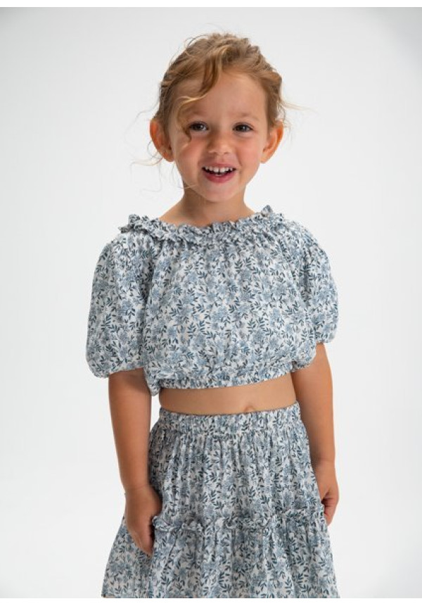 Top Dobby Estampado Celeste