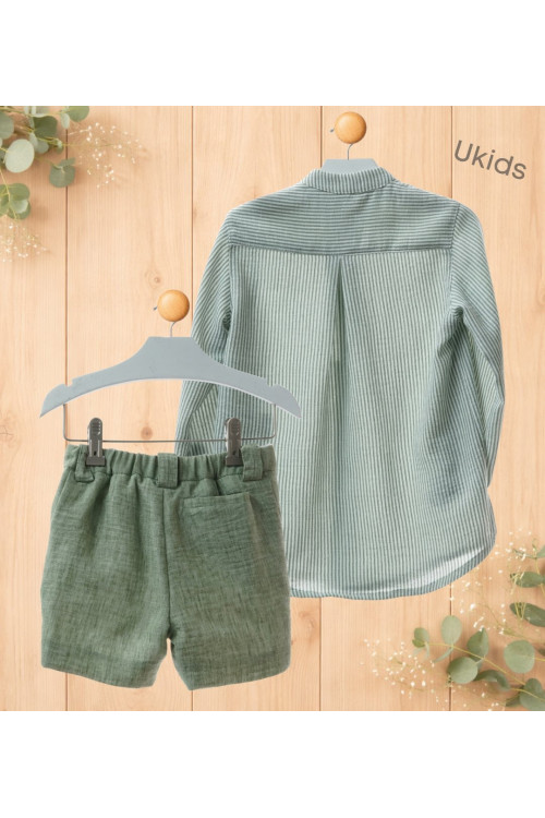 Traje Niño Pantalon Bermuda (2 Piezas) Art.1203 'Familia Sakura' Musgo